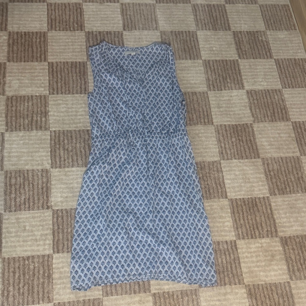LOFT Light Blue Sleeveless Mini Dress with Micro Print